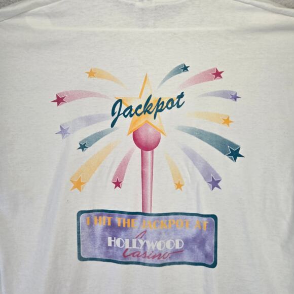 Vintage Hollywood Casino T Shirt Mens XL Las Vegas Single Stitch Jackpot - Picture 2 of 11
